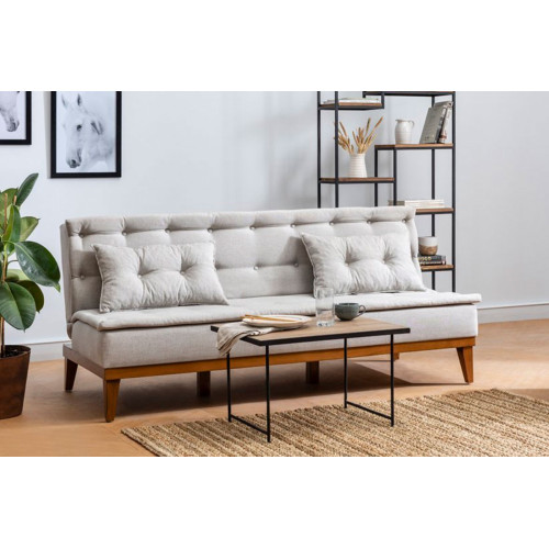 3 seater sofa-bed PWF-0179 fabric cream color 180x80x78cm 3 seater sofa-bed PWF-0179 fabric cream color 180x80x78cm