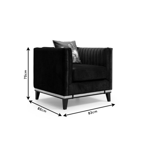 Armchair PWF-0570 pakoworld velvet black 83x85x75cm