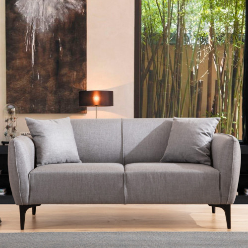 2 seater sofa PWF-0565 pakoworld fabric grey 180x95x67cm