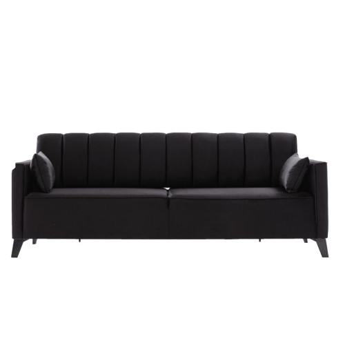 3 seater sofa-bed PWF-0576 pakoworld velvet black 206x88x80cm 3 seater sofa-bed PWF-0576 pakoworld velvet black 206x88x80cm