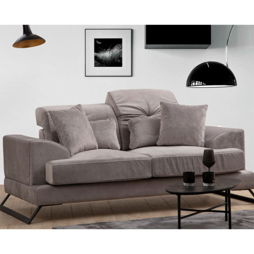 2 seater sofa PWF-0575 pakoworld fabric grey 185x100x92cm