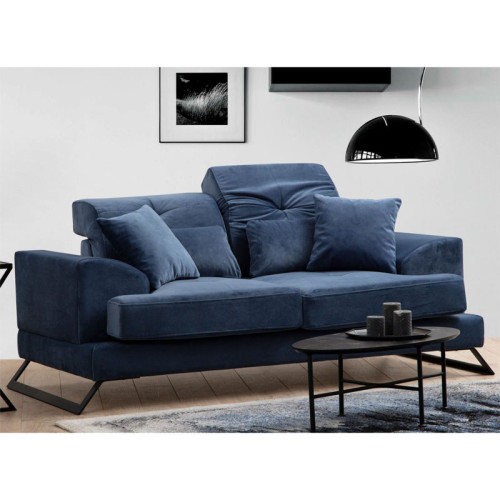 2 seater sofa PWF-0575 pakoworld fabric blue 185x100x92cm