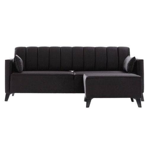 Sofa-bed PWF-0576 pakoworld velvet black 206x88x80cm