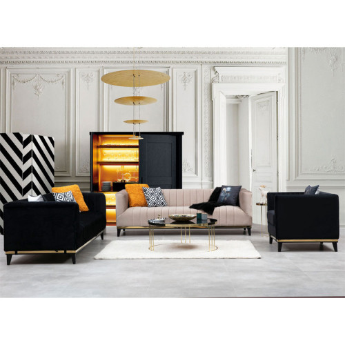 3 seater sofa PWF-0570 pakoworld fabric black 222x89x75cm 3 seater sofa PWF-0570 pakoworld fabric black 222x89x75cm