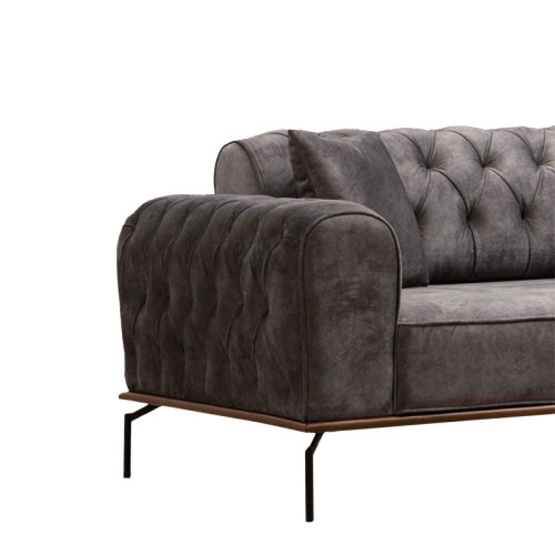 3 seater sofa-bed PWF-0596 pakoworld type Chesterfield fabric anthracite 225x92x78cm 3 seater sofa-bed PWF-0596 pakoworld type Chesterfield fabric anthracite 225x92x78cm