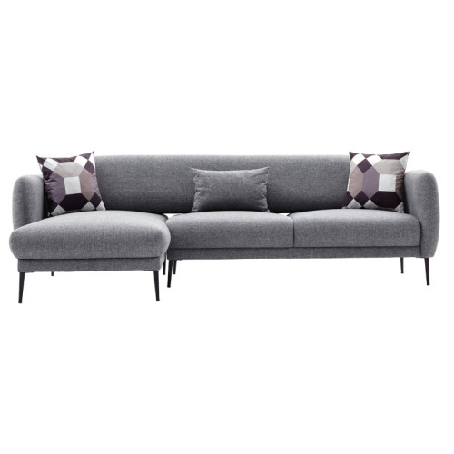 Corner sofa-bed PWF-0577 pakoworld right corner fabric grey 265x163x80cm