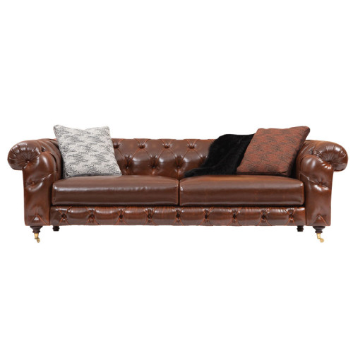 3 seater Chesterfield type sofa PWF-0598 pakoworld fabric brown 245x110x70cm 3 seater Chesterfield type sofa PWF-0598 pakoworld fabric brown 245x110x70cm