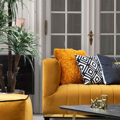 Corner sofa PWF-0570 pakoworld left corner fabric orange 262x89x75cm