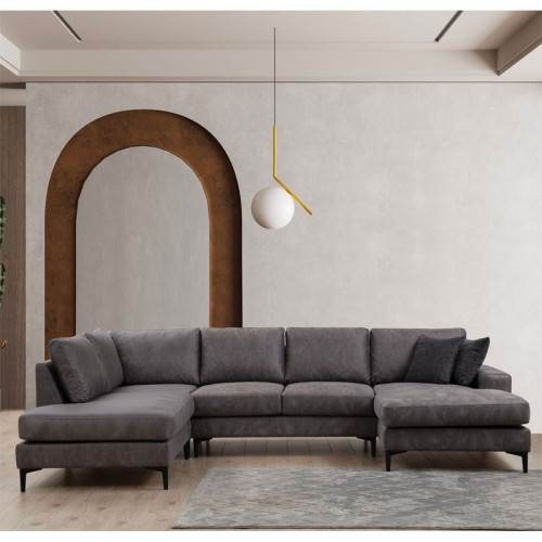 Corner sofa PWF-0621 dark grey fabric 314x200x90cm