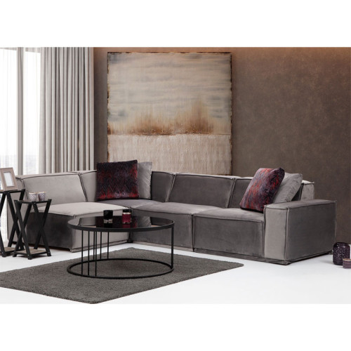 Corner sofa with right angle PWF-0623 fabric gray-dark gray 300/190x76cm