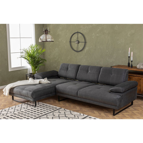 Corner sofa with right angle PWF-0586 pakoworld dark grey fabric 274x174x83cm