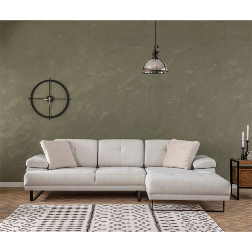 Corner sofa with left corner PWF-0586 pakoworld beige fabric 274x174x83cm