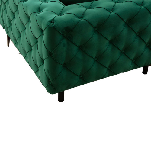 Corner sofa with right corner PWF-0579 pakoworld Chesterfield type green fabric 310/270x70cm