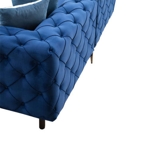 Corner sofa with left corner PWF-0579 pakoworld Chesterfield type blue fabric 310/270x70cm