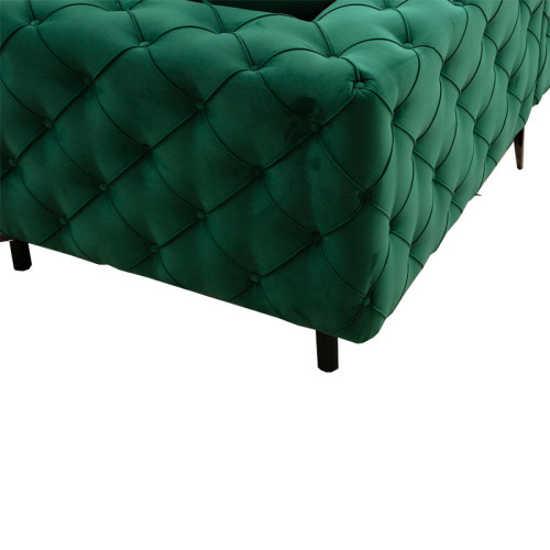 Corner sofa with left corner PWF-0579 pakoworld Chesterfield type green fabric 310/270x70cm