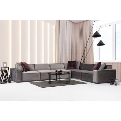 Corner sofa with left angle PWF-0623 fabric gray-dark gray 388/300x76cm