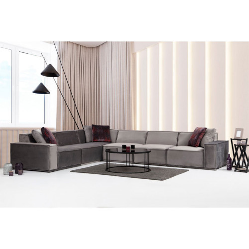 Corner sofa with right angle PWF-0623 fabric gray-darki gray 388/300x76cm