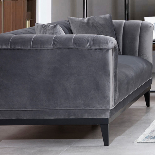 2 seater sofa PWF-0541 pakoworld anthracite velvet 190x89x79cm 2 seater sofa PWF-0541 pakoworld anthracite velvet 190x89x79cm