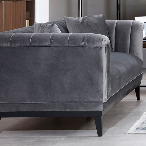 3-seater sofa PWF-0541 pakoworld anthracite velvet 255x89x79cm 3-seater sofa PWF-0541 pakoworld anthracite velvet 255x89x79cm