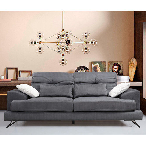 2 seater sofa PWF-0508 pakoworld anthracite fabric-black 185x79x92cm