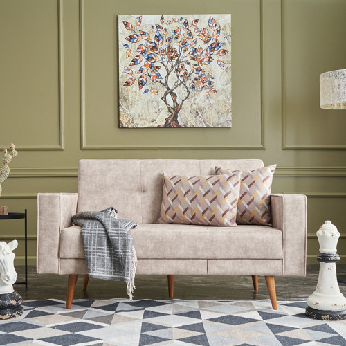 2-seater Sofa bed PWF-0528 pakoworld beige antique fabric - walnut 150x75x90cm 2-seater Sofa bed PWF-0528 pakoworld beige antique fabric - walnut 150x75x90cm