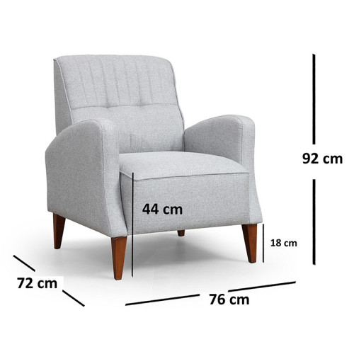Armchair PWF-0504 pakoworld fabric gray-walnut 76x92x72cm