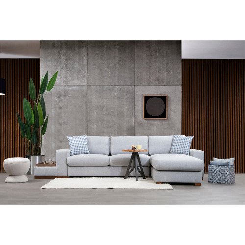 Corner sofa PWF-0543 pakoworld left corner fabric light gray-walnut 332x194x85cm