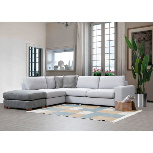 Corner sofa PWF-0542 pakoworld right corner fabric gray-walnut 246x266x85cm