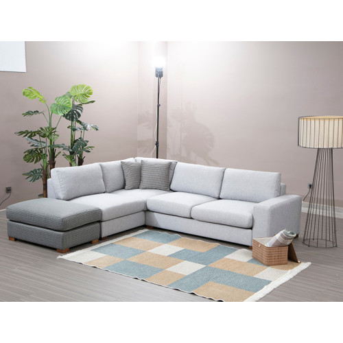 Corner sofa PWF-0542 pakoworld right corner fabric gray-walnut 246x266x85cm