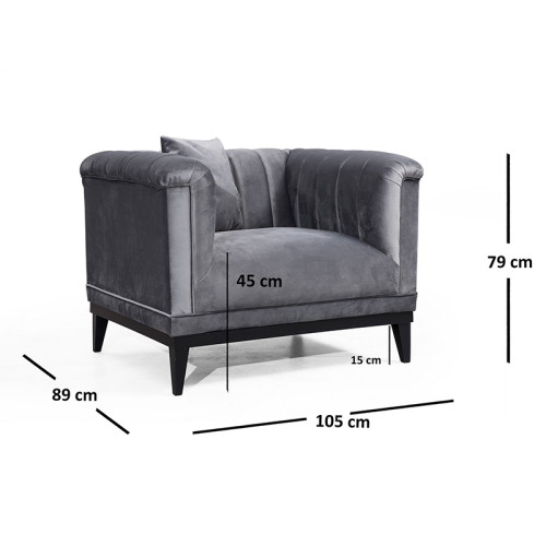 Armchair PWF-0541 pakoworld velvet anthracite 105x89x79cm