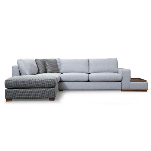 Corner sofa PWF-0527 pakoworld right corner fabric gray-walnut 308x246x85cm