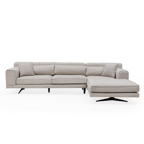 Corner Sofa PWF-0533 pakoworld left corner fabric beige-black 308x198x78cm