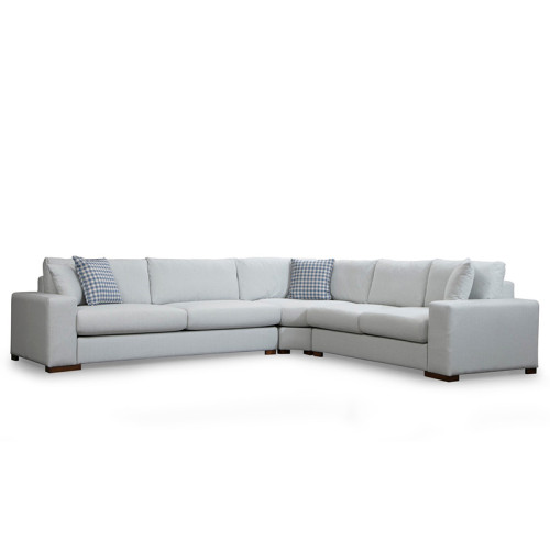 Corner sofa PWF-0530 pakoworld left corner beige grey - walnut fabric 322x282x85cm.