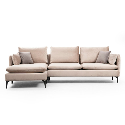 Corner sofa PWF-0532 pakoworld right corner fabric beige-black 289x186x85cm