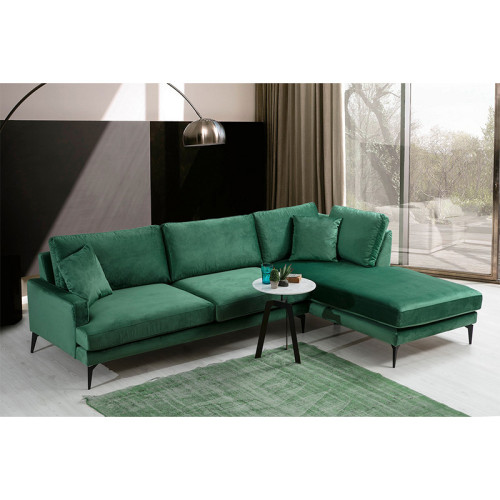 Corner Sofa Fortune pakoworld left corner velvet green-black 283x180x88cm