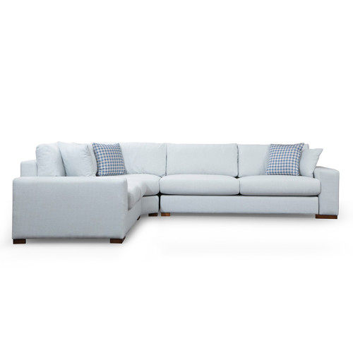 Corner sofa PWF-0530 pakoworld right corner beige grey-walnut fabric 322x282x85cm.