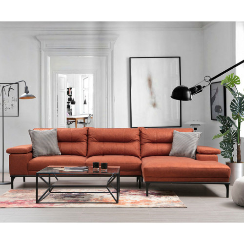 Corner sofa PWF-0529 pakoworld left corner fabric dark orange-black 309x188x89cm