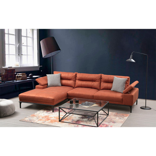 Corner sofa PWF-0529 pakoworld right corner fabric dark orange-black 309x188x89cm
