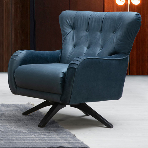 Armchair PWF-0514 pakoworld velvet blue-black 85x78x91cm