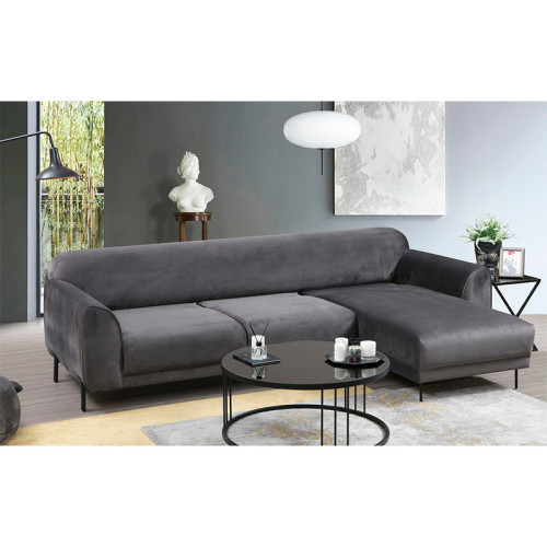 Corner sofa PWF-0523 pakoworld left corner velvet anthracite-black 287x169x85cm