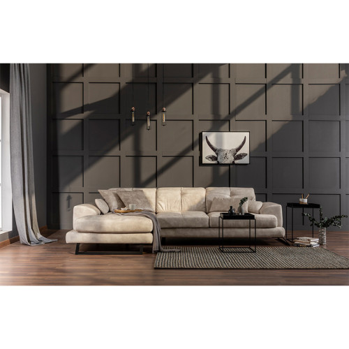 Corner sofa PWF-0503 pakoworld right corner fabric beige-black 308x190x100cm