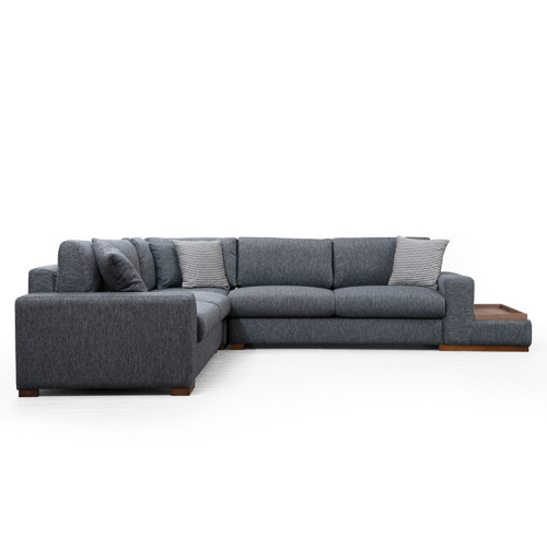 Corner sofa PWF-0519 pakoworld right corner anthracite-walnut fabric 323x282x85cm