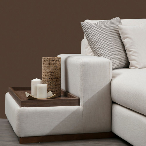 Corner sofa PWF-0507 pakoworld left corner beige-walnut fabric 428x272x85cm