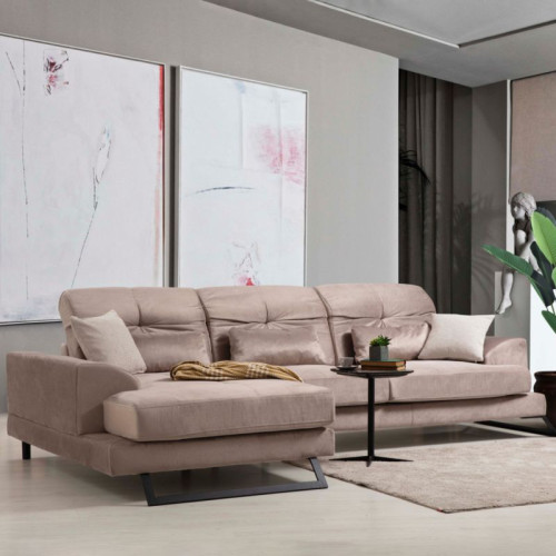 Corner sofa PWF-0503 pakoworld left corner fabric beige-black 308x190x100 / 92cm