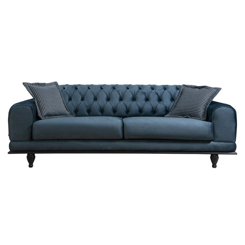 3-seater sofa-bed PWF-0514 pakoworld velvet blue-black 220x90x80cm 3-seater sofa-bed PWF-0514 pakoworld velvet blue-black 220x90x80cm