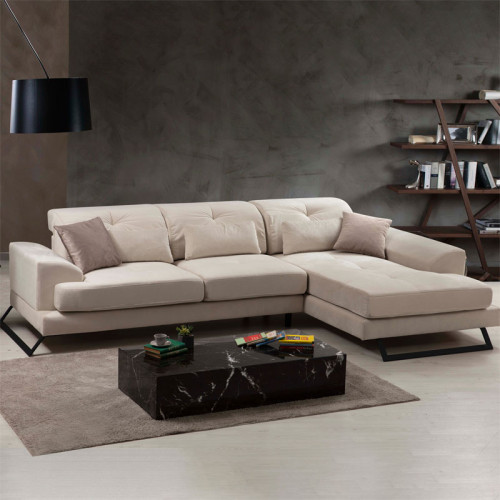 Corner sofa PWF-0503 pakoworld left corner fabric ecru black 308x190x100 / 92cm