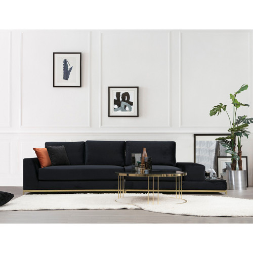 3-seater sofa PWF-0511 pakoworld fabric black-golden 320x102x84cm 3-seater sofa PWF-0511 pakoworld fabric black-golden 320x102x84cm