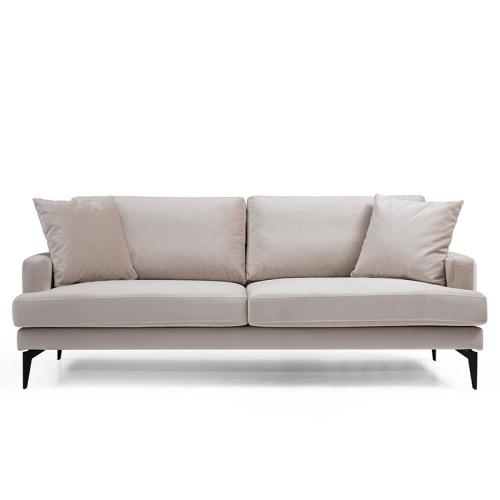 3-seater sofa Fortune pakoworld velvet beige-black 205x90x88cm 3-seater sofa Fortune pakoworld velvet beige-black 205x90x88cm