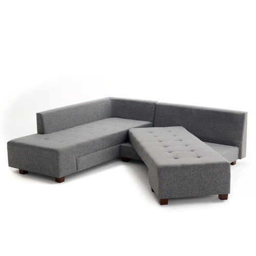 Corner sofa-bed PWF-0156 right corner fabric in dark grey color 206x282cm