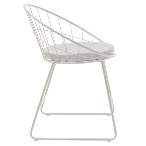 Seth pakoworld chair white metal wire with white pvc cushion